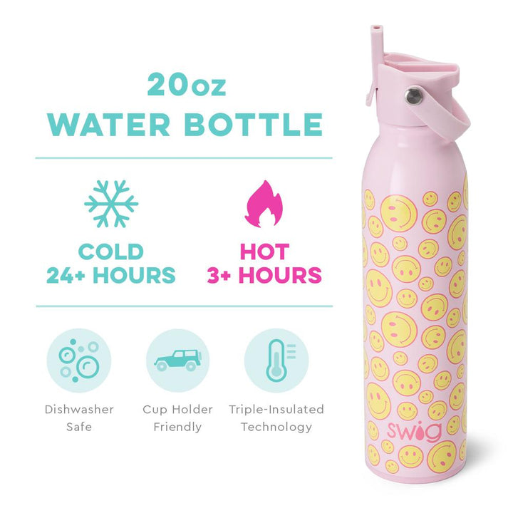 Oh Happy Day Flip + Sip Water Bottle (20oz) - Lovekiss Ecuador