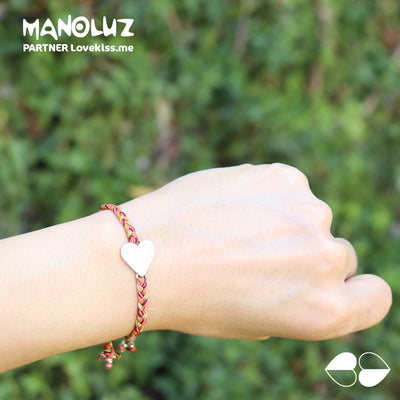Pulsera Milticolor Con Dije de Plata En Forma De Corazón