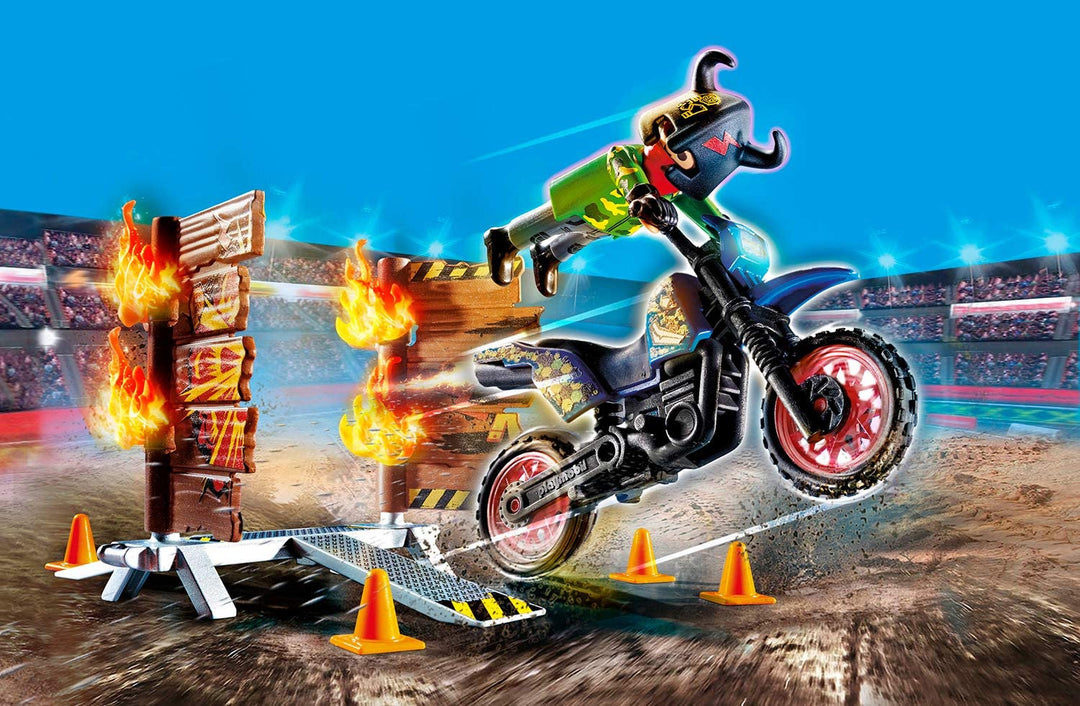 Playmobil Stuntshow moto con muro de fuego 70553 -
